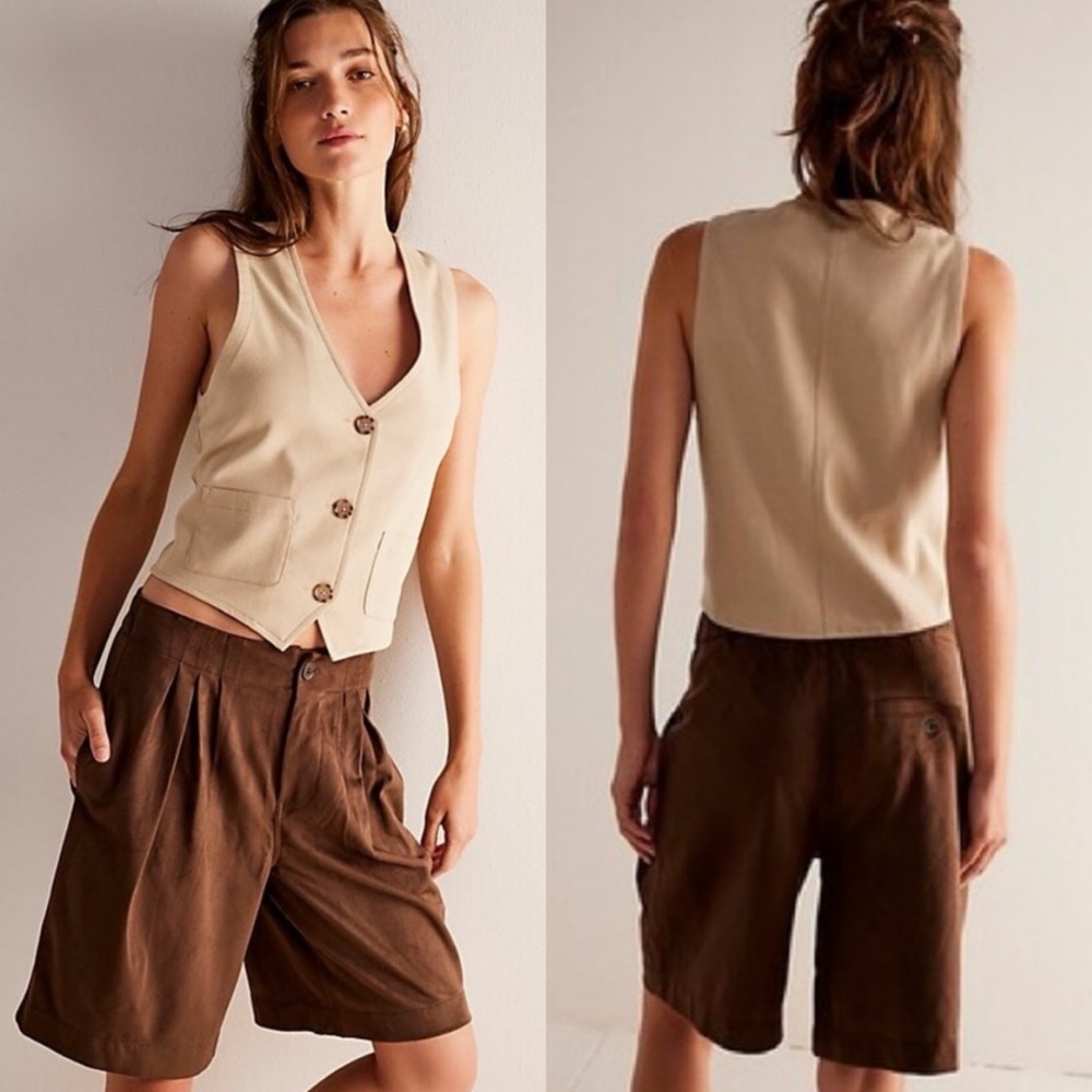 NWOT We The Free Straight On Suede Shorts Brown XS - Picture 10 of 11